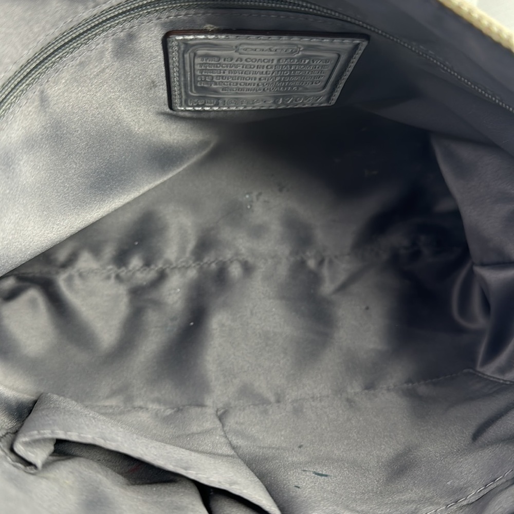 Coach Poppy medium satchel hobo Handbag M1093-17047 gray canvas metallic Accents - Picture 8 of 12
